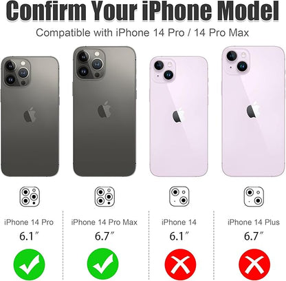 AGVEE 3+3 6 Pack for iPhone 14 Pro 6.1" / 14 Pro Max 6.7" Camera Lens Cover Protector, Metal Ring 9H Tempered HD Glass Camera Cover Protector Film, Black
