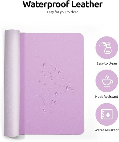 YSAGi Leather Desk Pad Protector, Office Desk Mat, Large Mouse Pad, Non-Slip PU Leather Desk Blotter, Laptop Desk Pad, Waterproof Desk Writing Pad for Office and Home (Taro Purple, 23.6" x 13.8")