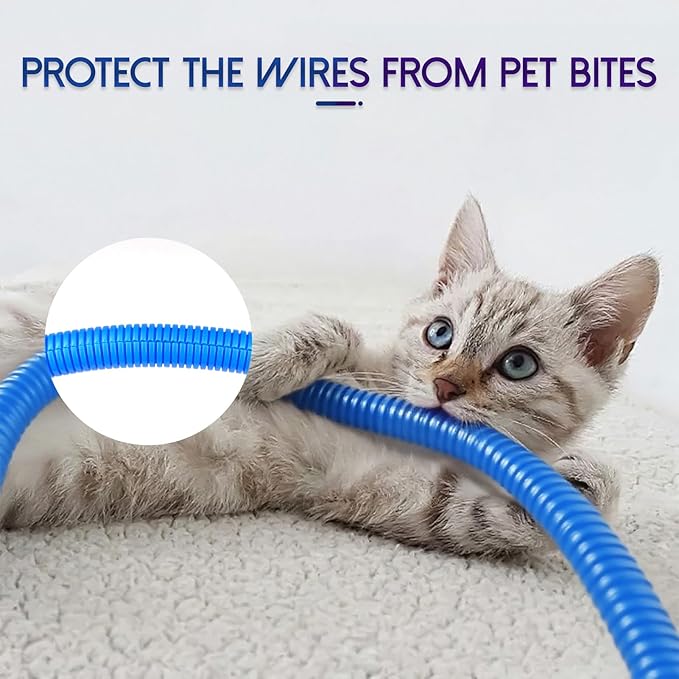Split Wire Loom Tubing, 10,25ft Cord Protectors from Pets No Chew, Flexible Wire Covers Cord Protectors, Protective Split Cable Sleeve for Automotive Home Industrial Wires(Blue, 0.51inch-10ft)
