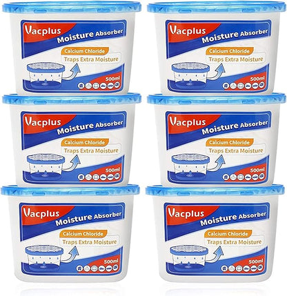 Vacplus Moisture Absorbers 6 Pack, 10.5 Oz Portable Humidity Absorber Boxes for Your Bathroom, Closet & Car, Dehumidifier with Fragrance Free, Navy Blue