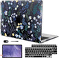 for M1 MacBook Air 13 Inch Case 2021 2020 2019 2018 Release M1 A2337 A2179 A1932 Cover with Retina Display & Touch ID, Printed Pattern Plastic Hard Shell Case, Meadow Wildflower Black