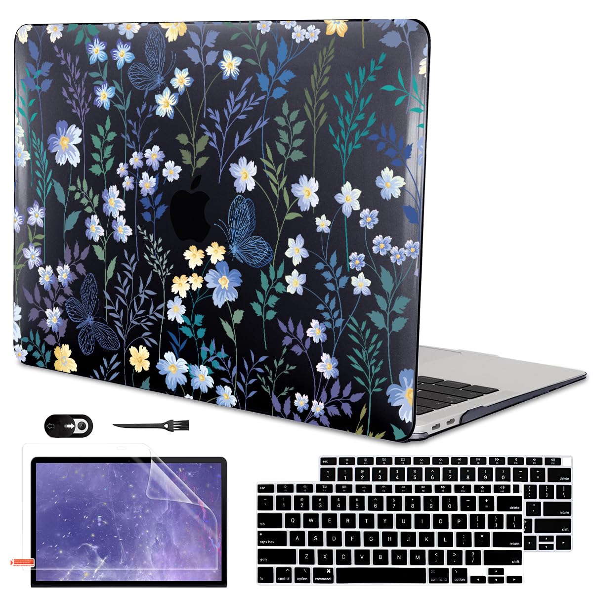 LCMOCICO for MacBook Air 13 inch Case 2020 2019 2018 Release M1 A2337 A2179 A1932, Glitter Crystal Pritned Pattern Hard Case Cover for Mac Air 13.3" Retina Display Touch ID, Astronauts & Spacecraft