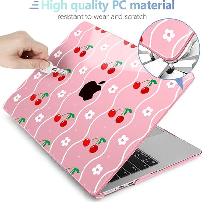 MEEgoodo Case for M4/M3/M2 MacBook Air 13.6 inch Case 2025 2024 2022, Fit Model A3240/A3113/A2681, Laptop Hard Shell with Keyboard Cover Compatible with MacBook Air 13 inch, Sweet Cherries