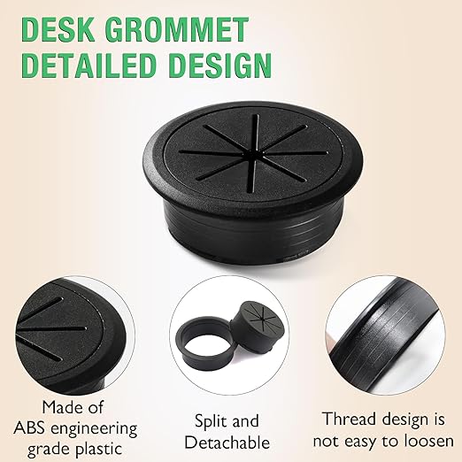 10 Pcs Desk Grommet 2" / 50 mm, Desk Hole Cover for Cables Coffee, Cable Grommet ABS Plastic, Desk Hole Grommet for Home & Office Pc, Detachable Cable Cord Organizer