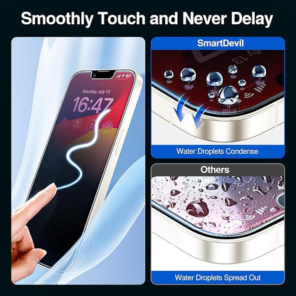 SMARTDEVIL 2+2Pack Privacy Screen Protector for iPhone 13 with Camera Lens Protector,Shatterproof Tempered Glass [True 28°Anti Spy] [9H Hardness] [Automatic Dust-Elimination Install] [Bubble Free]