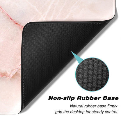 Atufsuat Extended Gaming Mouse Pad, XXL Large Mouse Mat 30 x 14 Inch, Big Computer Keyboard Mousepad, Waterproof Desk Pad with Stitched Edges and Non-Slip Base for Office Gaming, Light Pink Marble
