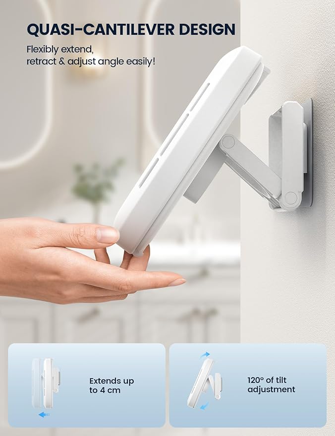 Lamicall Shower Phone Holder with Speaker Holes, IPX6 Waterproof Clear Sound & 480° Rotation Shower Case Accessories, Waterproof Bathroom Wall Mount for iPhone 17 Pro Max, S26 Ultra, 4-7" Phone