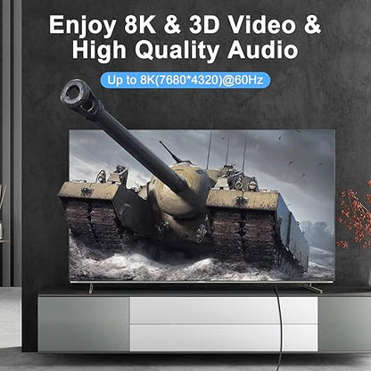 Thsucords 8K 4K HDMI Cable 1.6FT, High Speed Braided HDMI to HDMI 2.1 Cord Supports 8K@60Hz, 4K@120Hz 144Hz 48Gbps Compatible with Roku TV/PS5/HDTV/Blu-ray