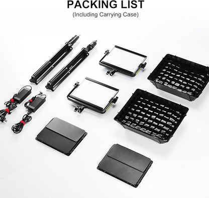 GVM RGB Photography Lighting Kits with 2 Softboxes, 680RS 50W Studio Lights with Bluetooth Control, 2 Packs Video Light with 18 Lighting Scenes, led Panel Lights for Video Recording, 8500lux/0.5m