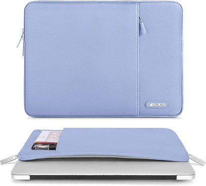 MOSISO Laptop Case 13.3 inch, 13-13.3 inch Laptop Sleeve Compatible with MacBook Air/Pro 13 / Pro 14, HP Dell ASUS Lenovo Notebook, Polyester Vertical Computer Sleeve Bag with Pocket, Pastel Blue