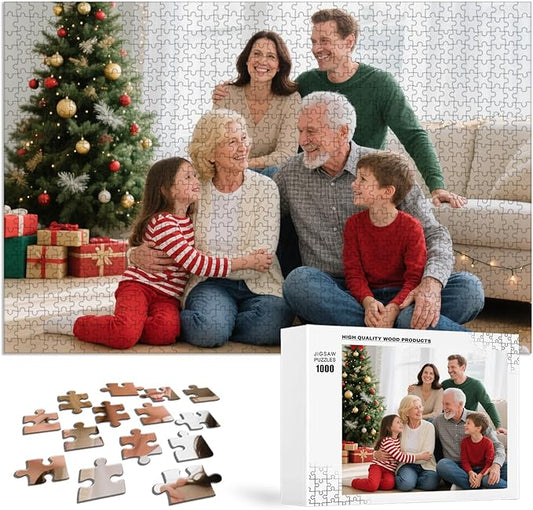 SCTOKUP Custom Photo Puzzle 1000 Pieces - Personalized Picture Jigsaw from Your Photos, Premium Wooden Puzzle Gift for Family, Adults & Special Occasions