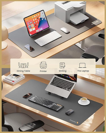 ProtoArc Leather Desk Mat, Large Mouse Pad- 31.5×15.8 inch, Non-Slip PU Leather Desk Pad Protector, Premium Desktop Mat for Computer, Keyboard and Mouse, Gray