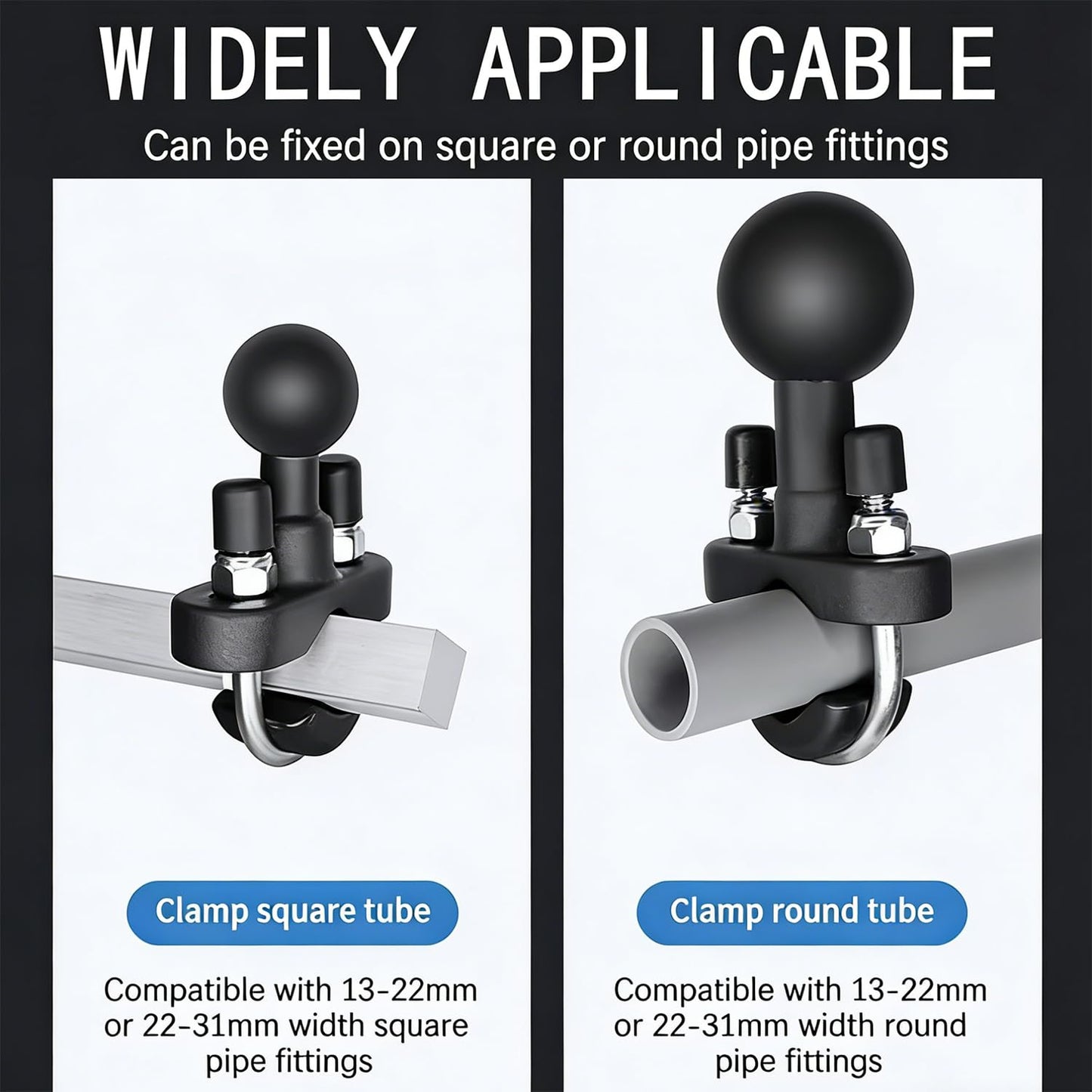 Strg Tablet Mount with U-Bolt Base for Rails 0.5'' to 1.25'' in Diameter