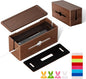 Extra Large Cable Management Box – Brown Double Layer Wooden Cord Organizer with Divider for Desk, TV Stand, Kitchen, and Office （NO Power Strips or Chargers）