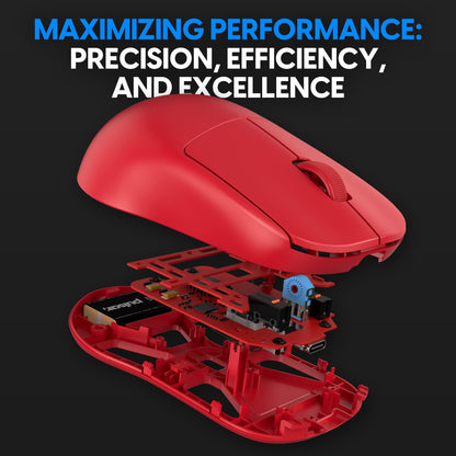 Pulsar Gaming Gears X2H mini Wireless Gaming Mouse, Limited Color Edition, Ultra Lightweight 1.83 oz (52 g), Symmetrical, Optical Switch, 26000 DPI, PAW3395 Sensor (Mini, Wireless, Red)