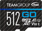 TEAMGROUP GO Card 512GB Micro SDXC UHS-I U3 V30 4K, R/W up to 100/90 MB/s for GoPro & Action Cameras High Speed Flash Memory Card for Outdoor, Sports, 4K Shooting TGUSDX512GU302