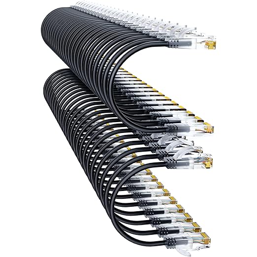 10Gsupxsel Cat6a Patch Cables 0.5ft (48 Pack) Slim, Cat6 Ethernet Patch Cable Pure Copper, Flexible Cat 6 Patch Cable 550MHZ 10G, Space-Saving Cat 6A Network Cables for Patch Panel Black