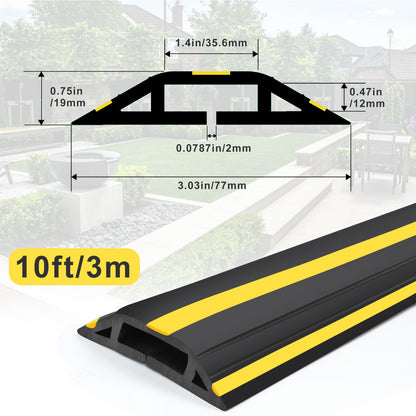 TFMUZERT 10 ft Floor Cable Cover Protector, Heavy Duty PVC Duct Easy to Unroll, Prevent Trip Hazard for Home Office or Outdoor Settings