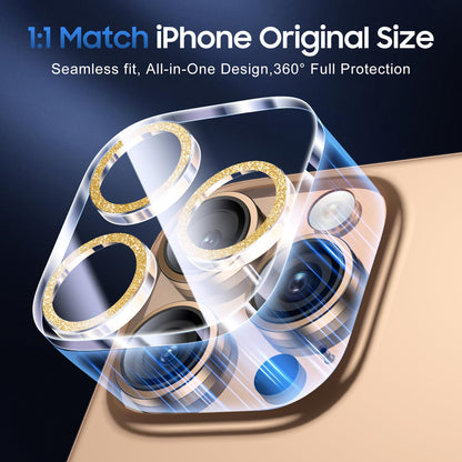 UniqueMe for 3 Pack iPhone 16 Pro/iPhone 16 Pro Max Camera Lens Protector - [Drop Protection] [Case Friendly] 9H Tempered Glass Camera Cover Screen [Update New Version] - Gold