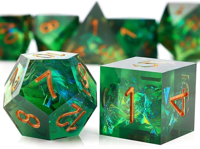 Haxtec Sharp Dice Resin DND Dice Set Polyhedral D&D Dice for Roleplaying Dice Games Compatible with Dungeons and Dragons Gifts