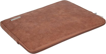 RAINYEAR 13 Inch Laptop Sleeve PU Suede Leather Case Protective Cover Water Resistant Carrying Bag Compatible with 13.3 Notebook Computer Chromebook,14" MacBook M1 M2 M3 M4,13.5 Surface Laptop(Brown)