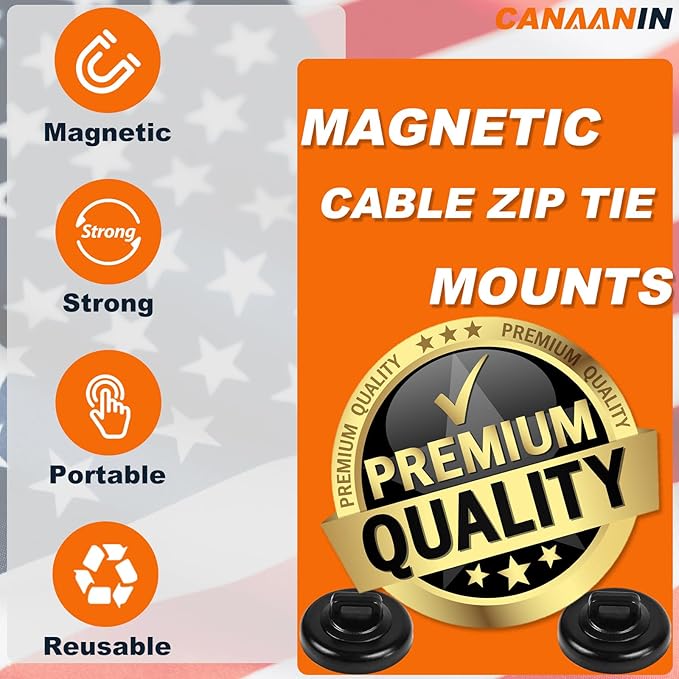 Magnet Zip Tie Mount Clips Magnetic Zip Ties Mount Base Holder Strong Wire Cable Holder Mount Wire Clips Management for Home Office Marine Electrical Wiring (D23 5Pcs)