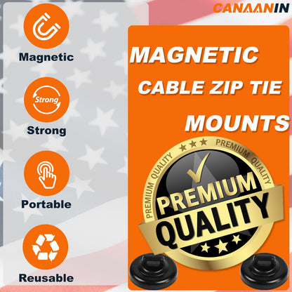CANAANIN Magnet Zip Tie Mount Clips Magnetic Zip Ties Mount Base Holder Strong Wire Cable Holder Mount Wire Clips Management for Home Office Marine Electrical Wiring (D19 5 Pcs)