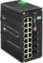 16-Port Gigabit Network Switch with 4 SFP Slot, L2+ Managed PoE Ethernet Switch, Support IEEE802.3af/at, Ring Network, VLAN, STP/RSTP, Plug and Play, Din Rail Installation