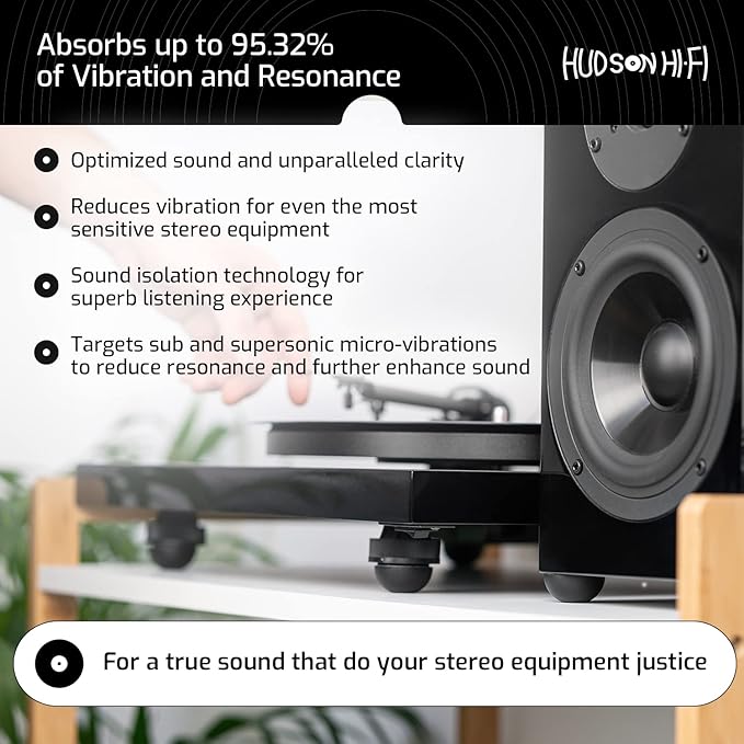 Silicone Speaker Isolation Feet (4-Pack, 1") – Non-Skid Adhesive Pads for Turntable, Subwoofer & Audio Gear – Anti-Vibration Damping, 20 Duro Rubber