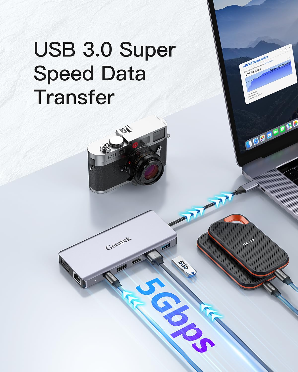 Getatek13-in-1 Docking Station with 4K HDMI,VGA,Ethernet,USB A 3.0 Data Port and USB C 5Gbps Port,100W PD Charging,SD/TF/MS Card Reader and 3.5MM Audior for MacBook, Acer, Laptops, Surface and More