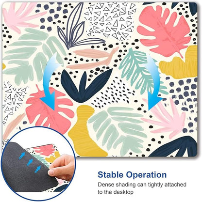 Mouse Pad, Colorful Palm Tropical Plants Mouse Pad, Square Waterproof Cute Mousepad Non-Slip Rubber Base Wireless Mouse Pads for Computer Office Laptop, Gaming Mouse Pads for Desk, Leaves