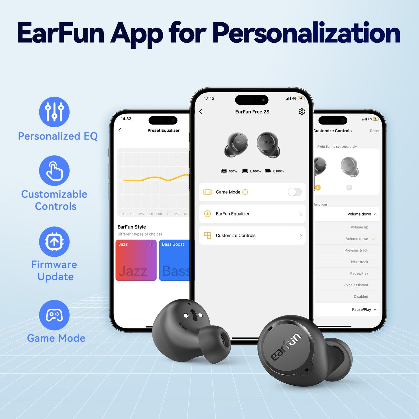 EarFun Free 2S Wireless Earbuds, Bluetooth Earbuds with Deep Bass