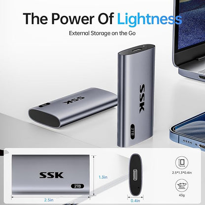 SSK 2TB Portable SSD External Hard Drive Solid State Drive Up to 550MB/s