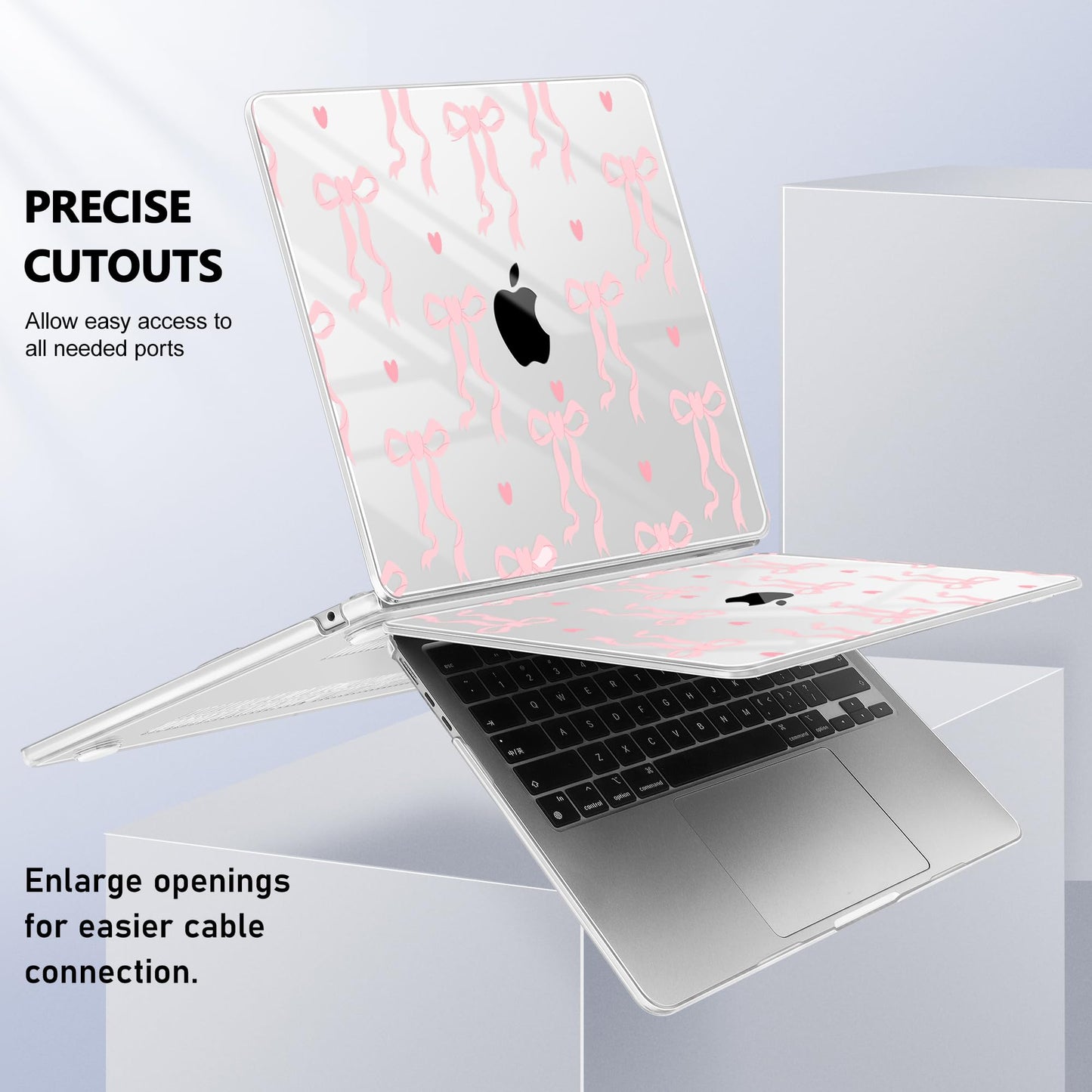 Lepeoac Case for 2026/2025/2024/2023 MacBook Air 15-inch Laptop Release M5 A3448 /M4 A3241 /M3 A3114 /M2 A2941, Stylish Protective Hard Shell Cover for MacBook Air 15.3 inch, Bow