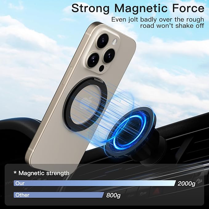 COOLQO 4Pcs 360 Spin Cell Grip Ring Phone Stand [Upgrade Gear Hinge Stress Anxiety Relief] Magnetic Holders for Your car Accessories Desk Mount Compatible with iPhone All Smartphones, Black