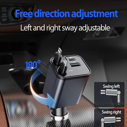 Mini Retractable Car Charger, 87W Car Accessories Adapter for iPhone 16 USB C Charger Fast Charging, Travel Essentials Gifts for Women Men, Road Trip Essentials for iPhone 16e 16 15 14 13 12