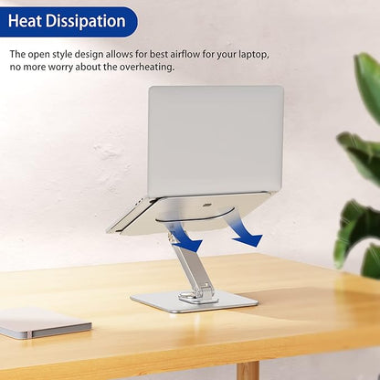 BESIGN LSX7 Laptop Stand with 360 Rotating Base, Ergonomic Adjustable Notebook Riser Holder Compatible with Air, Pro, Dell, HP, Lenovo More 10-15.6" Laptops (Silver)