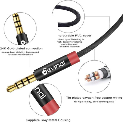 Devinal 3.5mm TRRS Headphone Extension Cable, 1/8" inch Female 4-Pole to Male Extension Cord, Mini-Jack Aux Stereo Audio Connector 10Ft/3M (2 Pack)
