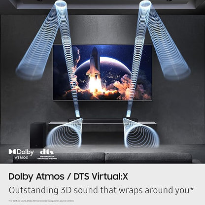 Samsung Q-Series Soundbar HW Q600F 3.1.2 ch Subwoofer (2025 Model) SpaceFit Sound Pro, Q-Symphony, Adaptive Sound