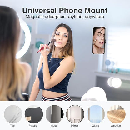 elitehood Magnetic Phone Stand, Small & Portable Magnetic Phone Holder [Dual Strongest Magnets], for Magsafe Foldable iPhone Stand, Universal Cell Phone Stand for Desk Gym Mirror Wall, Black