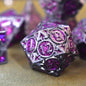 Metal DND Dice Set - High Artistic Making Dungeons and Dragons Dice, Large Weighted Metallic D&D Dice Sets - Polyhedral Role Playing Dice for MTG RPG, Silver Purple D and D Dice with DND Gift Box