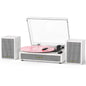 Vinyl Record Player with External Speakers, 3 Speed Vintage Stereo Turntable for Vinyl Records, Bluetooth Input, Auto Stop & Belt Driven System, RCA Out and Aux in - Brown