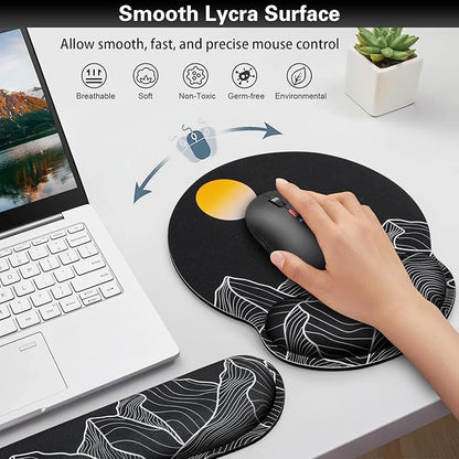 Mouse Pad Black, Ergonomic Keyboard Wrist Rest, Mouse Pad with Wrist Rest
