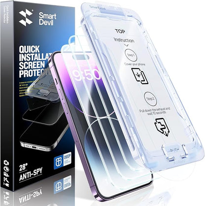 SMARTDEVIL 2 Pack Screen Protector for iPhone 14 Pro(6.1 Inch) Tempered Glass, HD Clear Film, Easy Installation, Dust-Free & Bubble-Free
