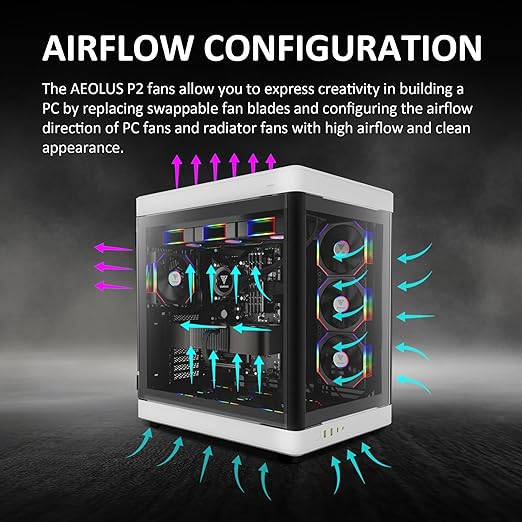 GAMDIAS 120mm PWM ARGB Case Fan x3 & 3 Reverse Blades Included, Sync with ARGB Motherboards, Easy Cable Management with Cabless Daisy Chain, Quiet & 75CFM Airflow with 2400 RPM, Aeolus P2