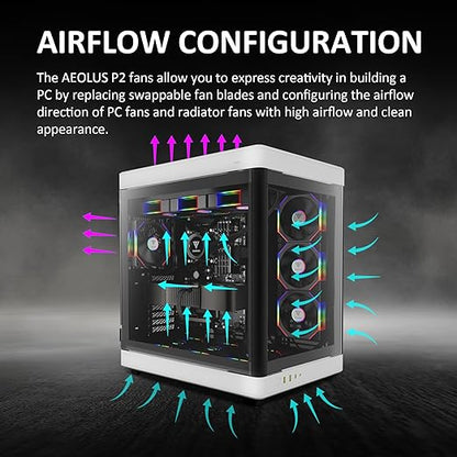 GAMDIAS 120mm PWM ARGB Case Fan x3 & 3 Reverse Blades Included, Sync with ARGB Motherboards, Easy Cable Management with Cabless Daisy Chain, Quiet & 75CFM Airflow with 2400 RPM, Aeolus P2