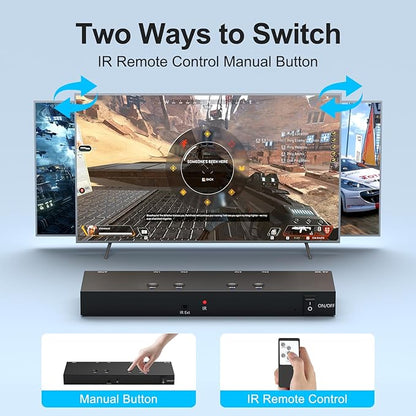 Y.D.F 4 Way HDMI Switch 4k@60Hz HDMI Switcher 4 in 1 Out HDCP 2.0 Manual HDMI 2.0 Hub Supports 3D Compatible with Nintendo Switch/Switch OLED/Xbox/ PS5/4/3 Blu-Ray Player Fire Stick Roku Apple TV