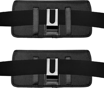 Nylon Cell Phone Holster for Samsung Galaxy A23/A25/A26/S22/S23/S24/S25 Cricket Outlast 5g, icon 5,icon 6, Horizontal Case Canvas Waist Carrying Pouch with Belt Clip/Loops, Black