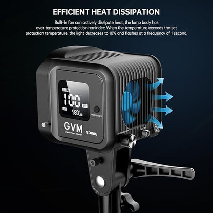 GVM 80W SD80S LED Video Light with Lantern Softbox and Tripod Stand Kit, 5600K Daylight Bowens Mount Studio Light, COB Continuous Output Lighting for Video Recording, APP Control, 12 Scenes, CRI97+