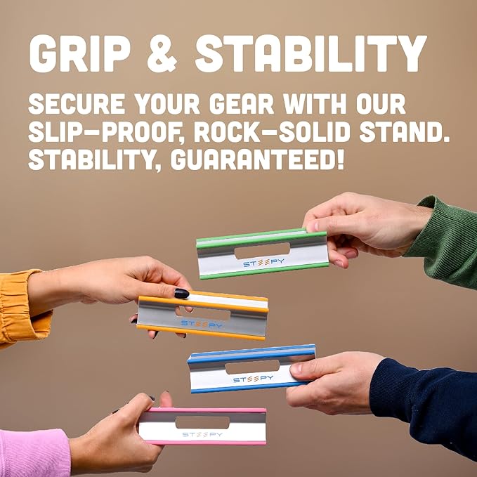 Steepy Low Profile Laptop Stand – 3 Heights Computer Stand – Plastic Laptop Riser – Lightweight Laptop Lift – Laptop Wedge - Laptop Tilt Stand - Laptop Prop - Laptop Angle Wedge (Orange, 5 Pack)